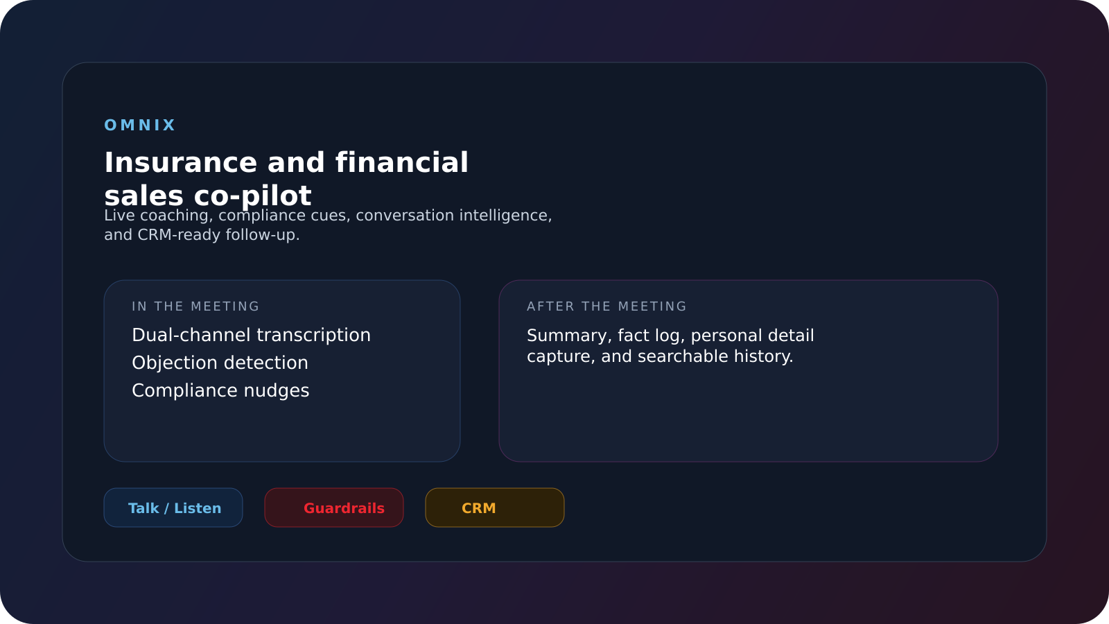 Introducing Omnix: The Intelligent Co-Pilot for Insurance and Financial Sales